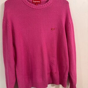 Supreme Women's Bright Pink Waffle Crewneck Sweater